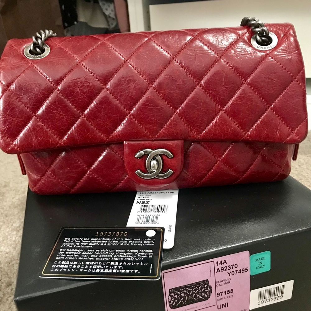 SOLD! Chanel easy flap bag with ruthenium hw-